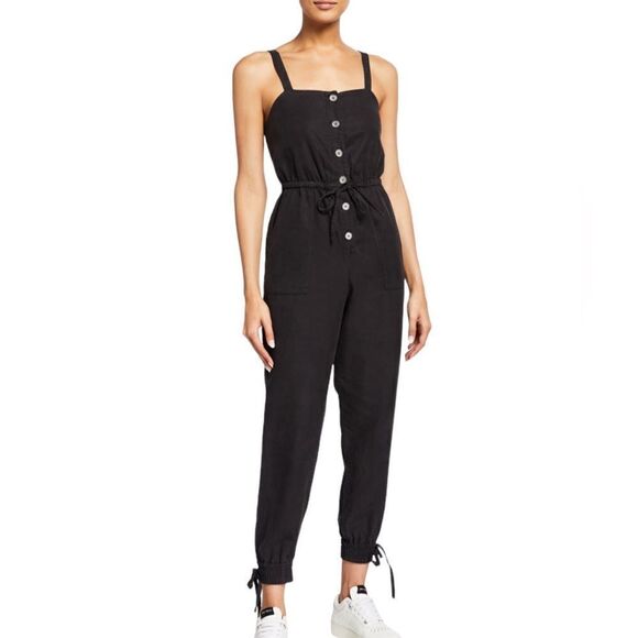 Alice + Olivia Linen Blend Jogger Jumpsuit Black Size 6‎ - Picture 2 of 14
